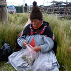 Shaman Dona Lucy reading the Coca leaves, Peruvian Andes